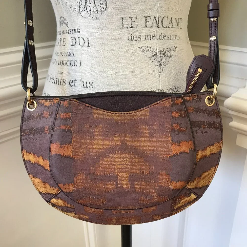 Ulla Johnson Mira Crossbody Shoulder Bag Purse Womens Brown Tiger Eye Leather